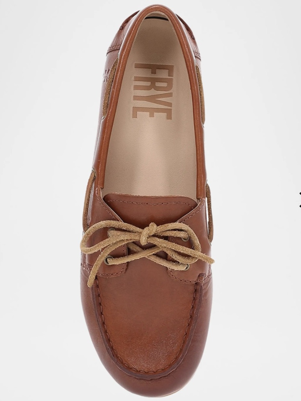 NWT women’s Frye “Naya” Leather Moccasin Boat Shoe w/ laces in cinnamon, size 9 - Picture 5 of 7